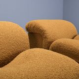 Exceptional Set of Two Bouclé 'Onda' Lounge Chairs by MetalArte, 1970s