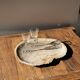 Very large pocket tray or dish in beige petrified wood D35