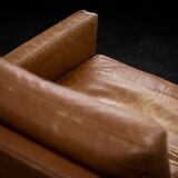 Vintage Mid-Century Danish Modern Brown Leather Easy Chair Model 39