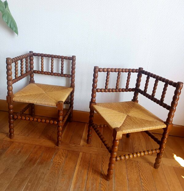 Paire de chaises bobin dites ''coin de feu'', Hollande