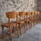 Ensemble de 6 chaises bistrot françaises vintage en bois courbé par Luterma, vers 1950–1970