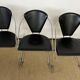Lot 5 chairs black leather thread