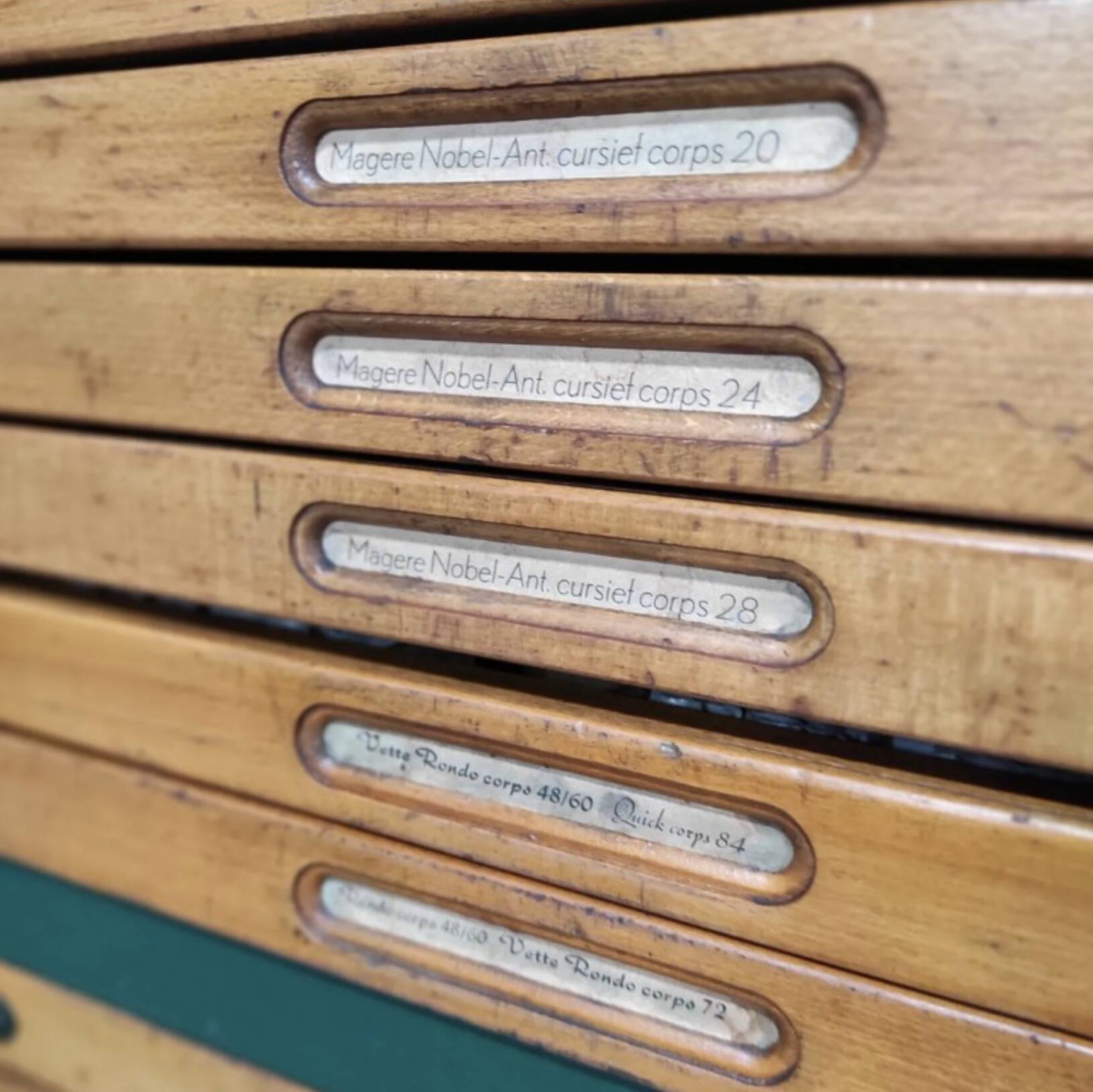 Vintage Printer’s Type Cabinet | Industrial Storage | Original Lead Letters