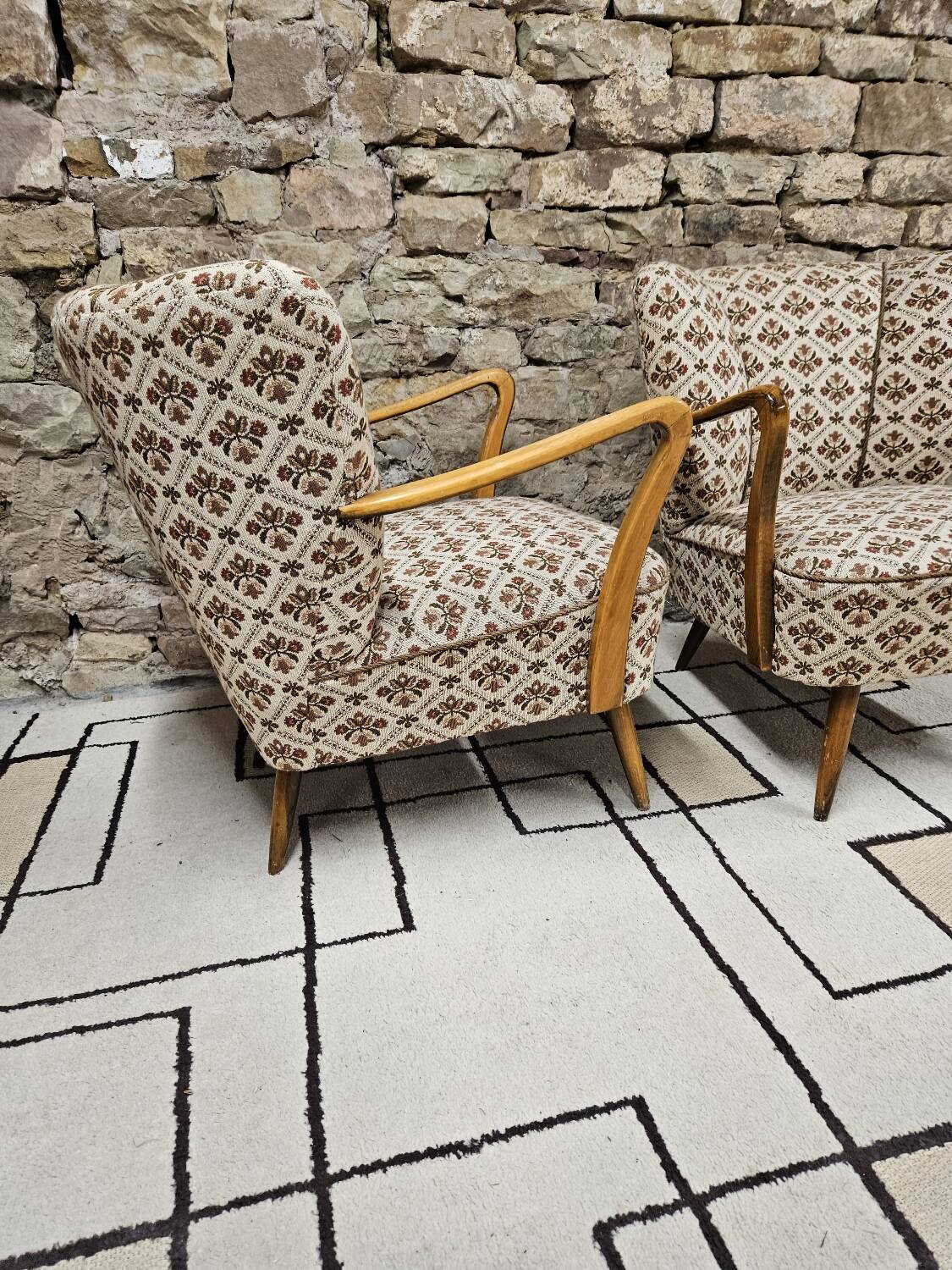 Pair of 1960 flowered armchairs