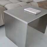 Minimalist brushed aluminum side table