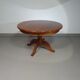 70s pine wood dining table / wood column leg table in 4-leg design with round top
