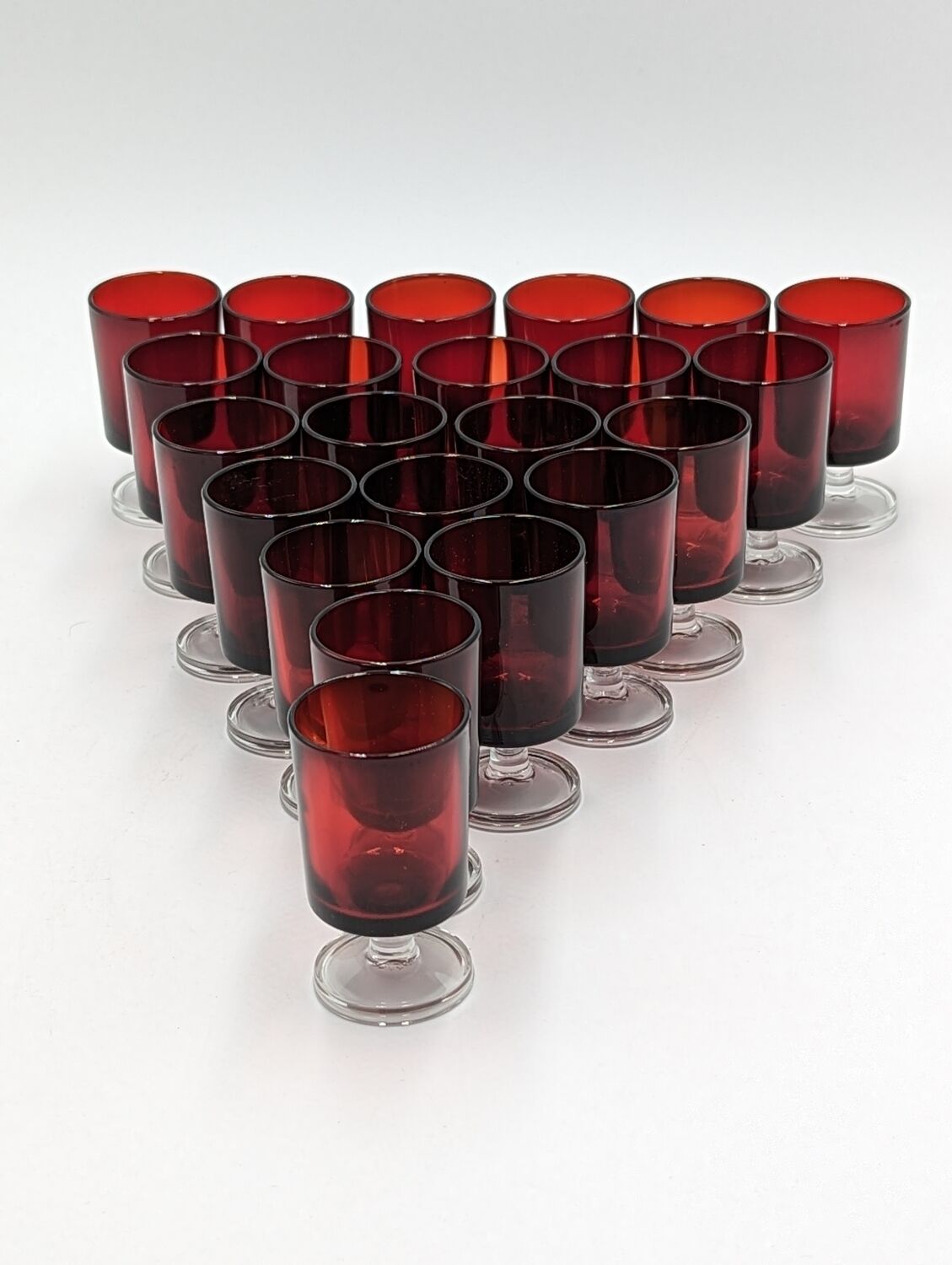 22 vintage red glass shot glasses
