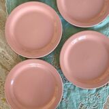 6 powder pink Italian iron earthenware plates
