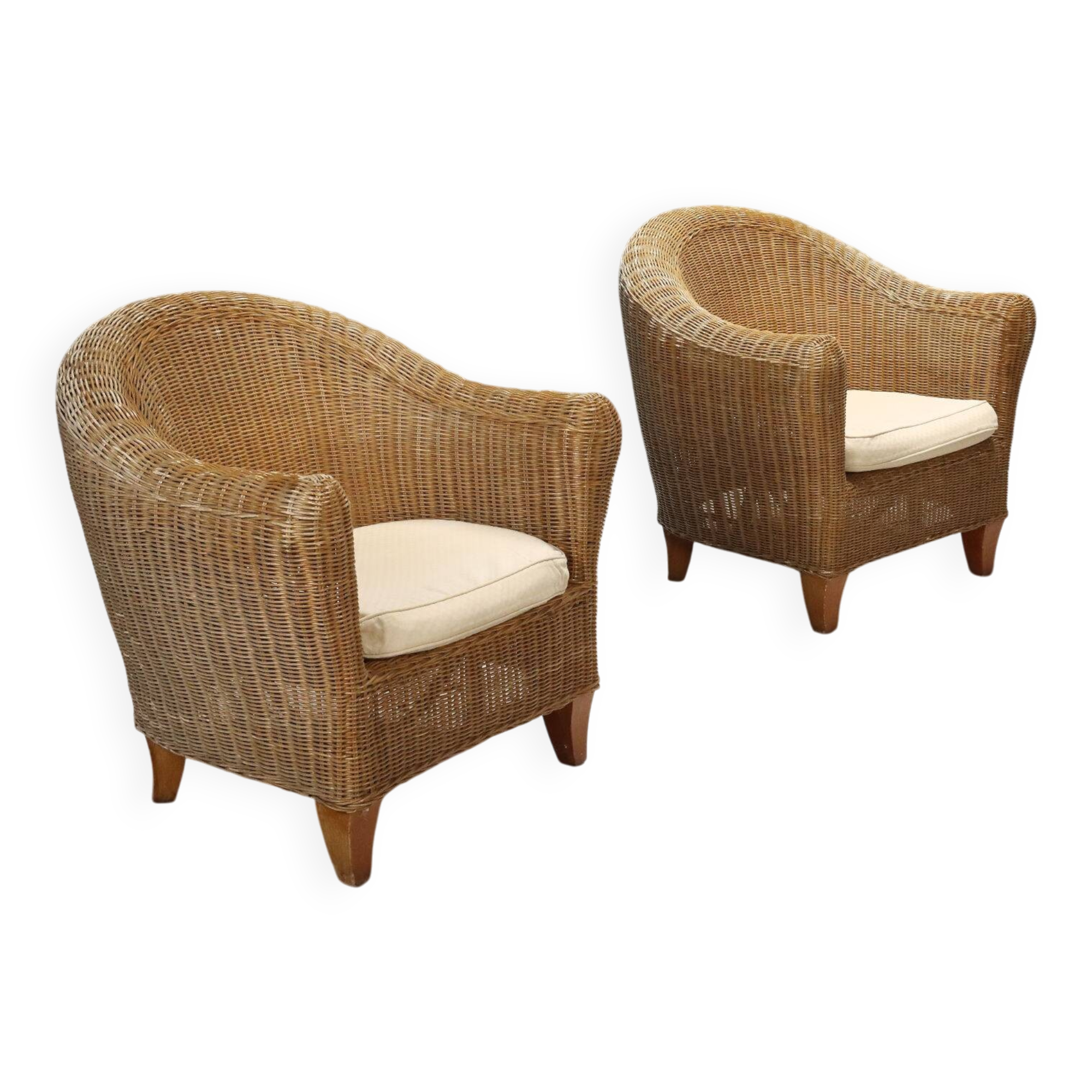 Two wicker armchairs