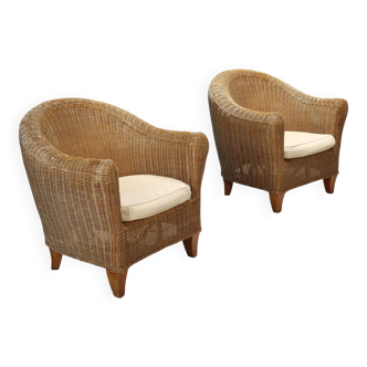 Two wicker armchairs