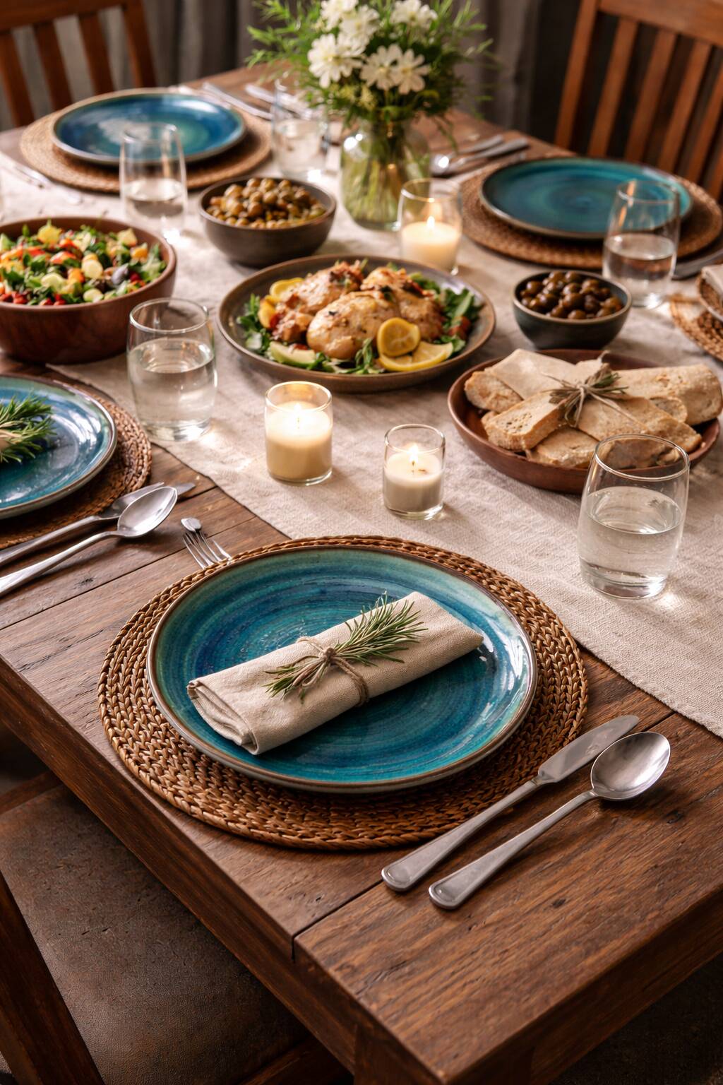 Set of 5 ceramic plates – ø 24.5 cm – signed tournay