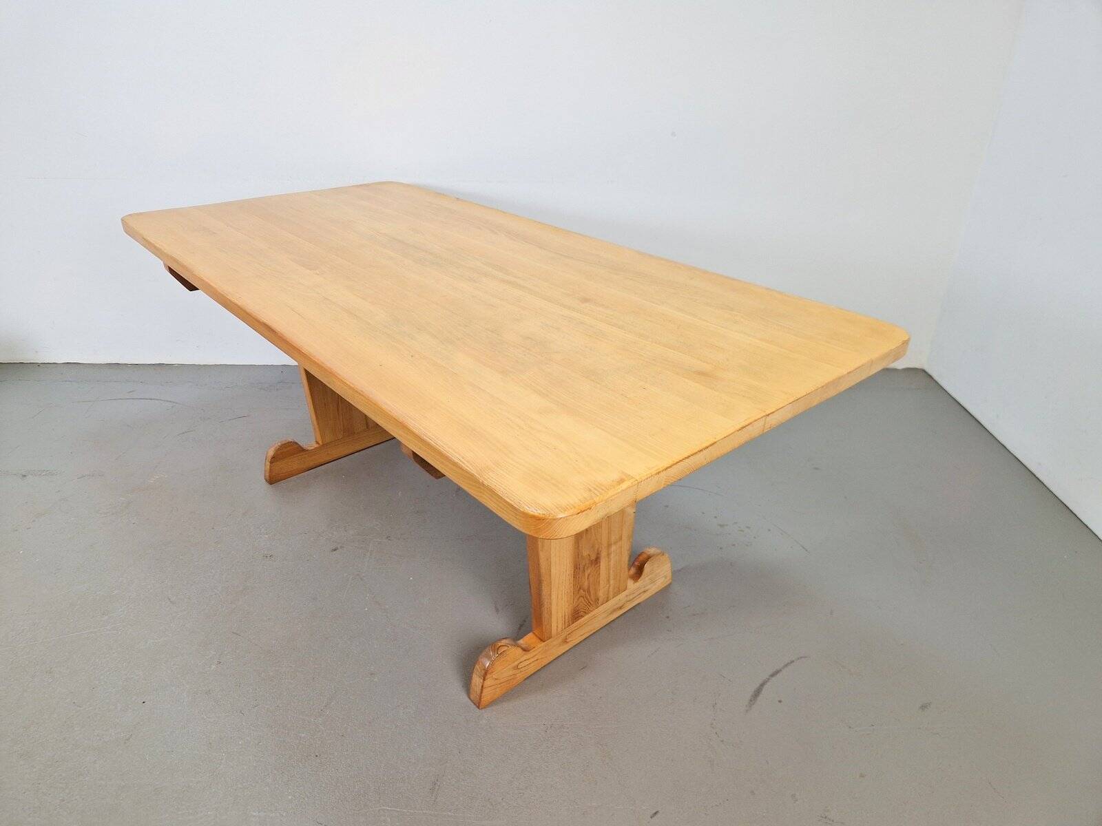 Vintage Danish Dining Room Trestle Table in Elm, 1960
