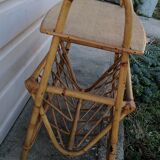 Rattan table at the end of the sofa