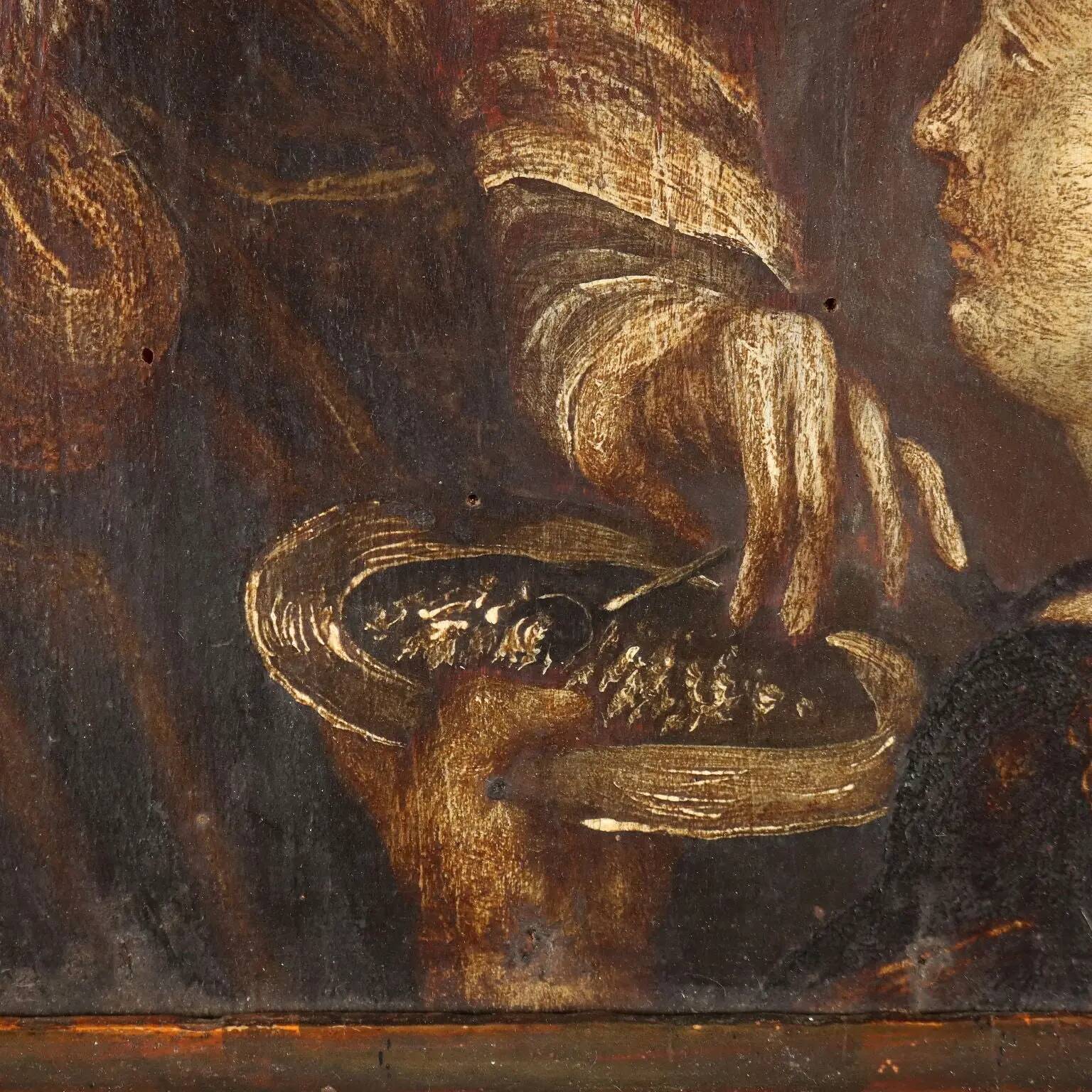 La Sainte Famille, peinture ancienne à l'huile sur panneau, XVI-XVII siècle