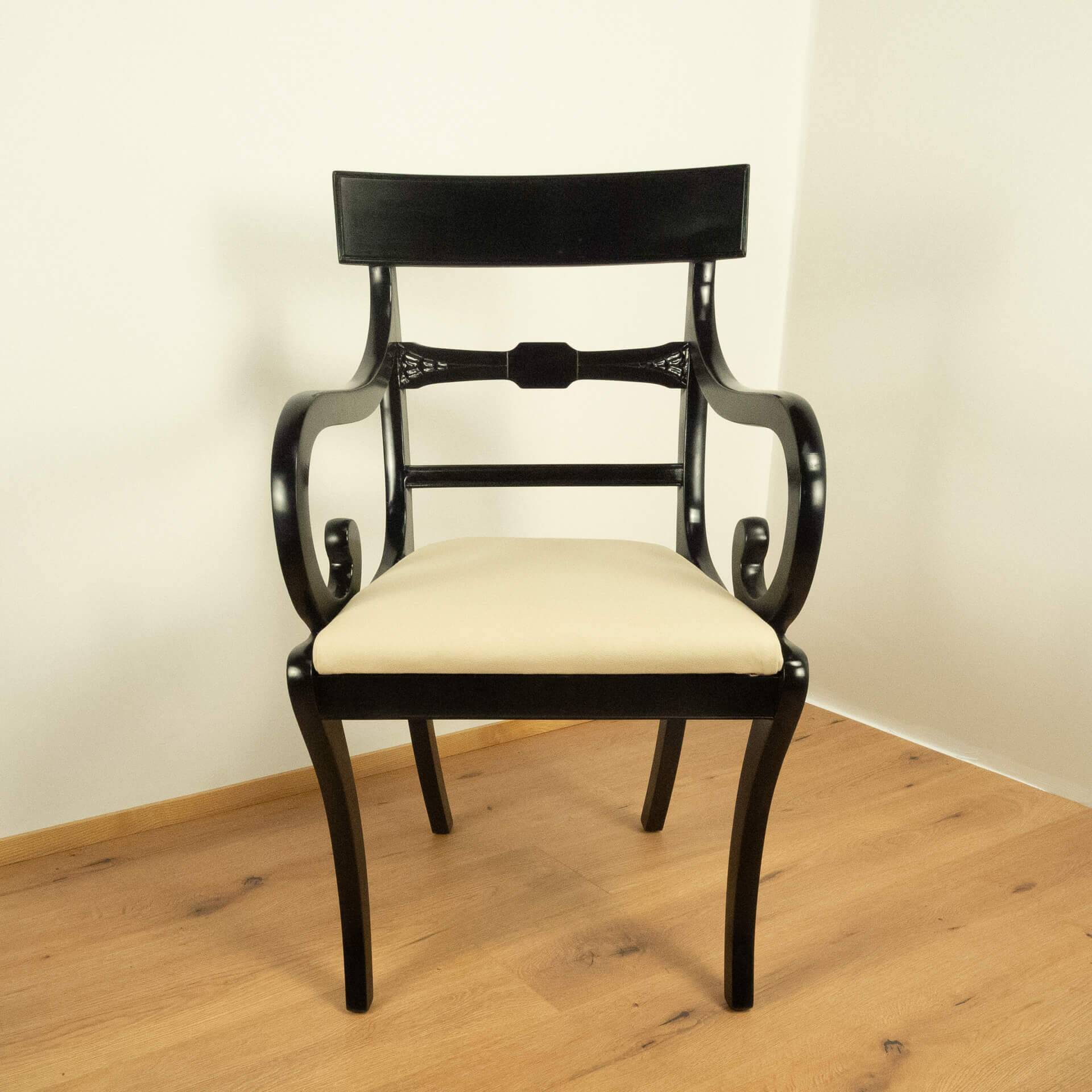 Armchair by G.T. Rackstraw, mahogany stained black, vintage from England