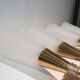 Pair of double wall sconces-corrugated plastic brass