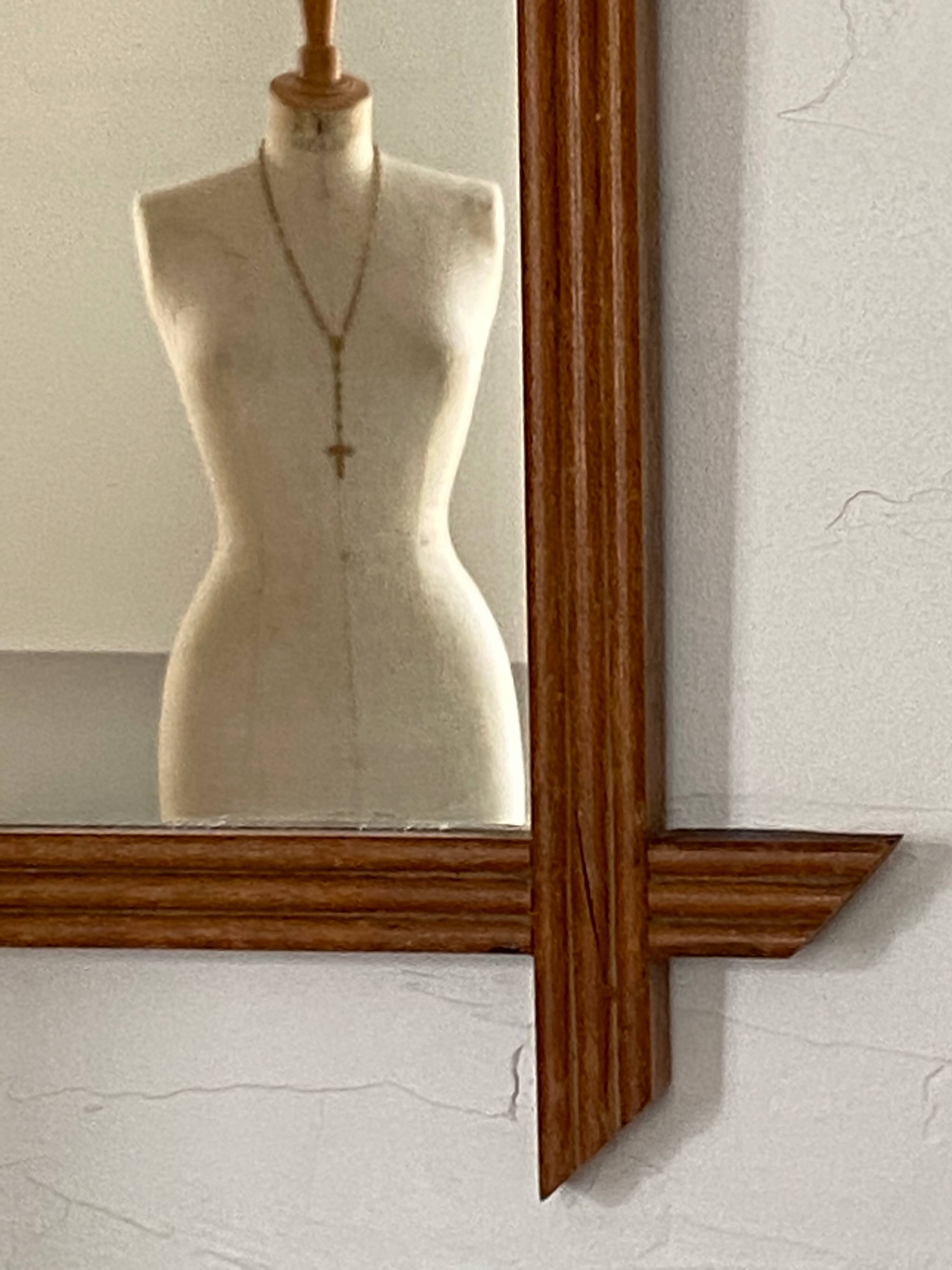 Blonde wooden barber mirror