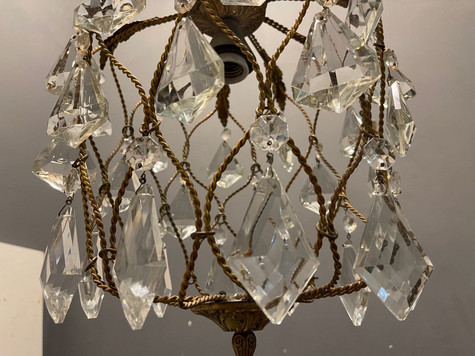 Vintage drop pendant in crystal, 1950s