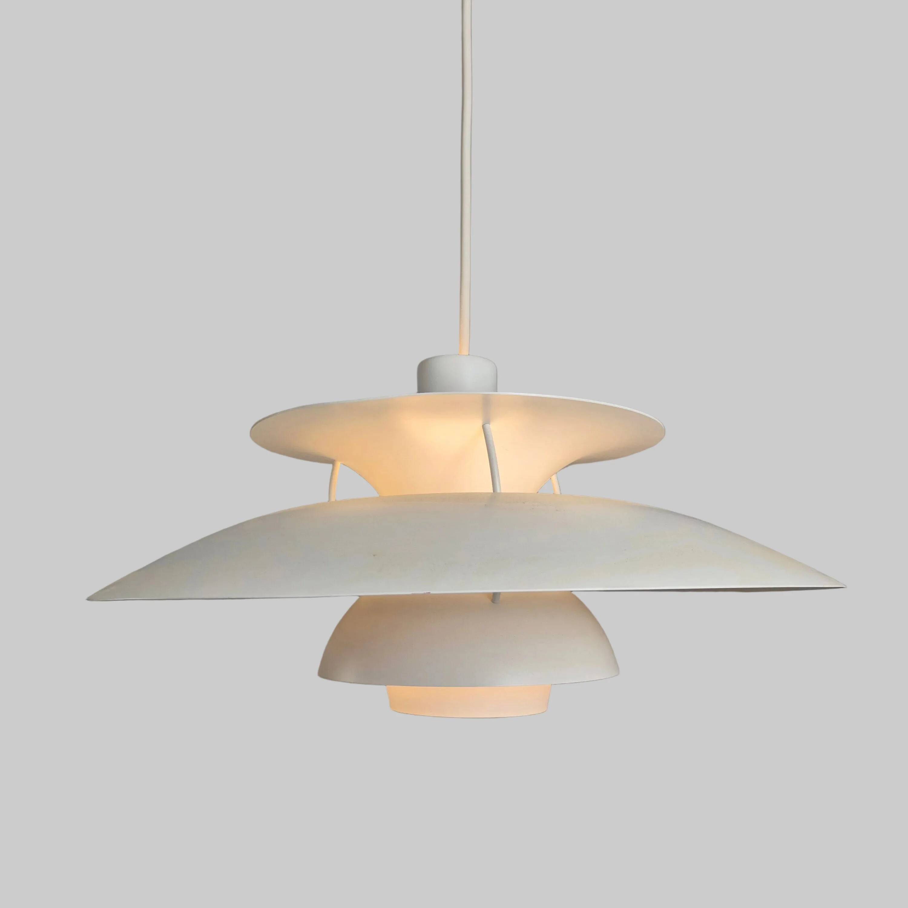 PH5 white pendant model by Poul Henningsen for Louis Poulsen, Denmark 1960