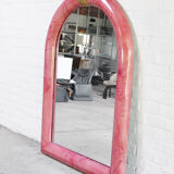 Pink Lacquered Goatskin Mirror by Karl Springer, 1970s