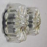 Mid Century Modern Germany Cut Glass Flush Mount Set 60s Bubble Flower Set