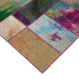 Tapis de patchwork turc surteint fait à la main 198 cm x 300 cm multicolor patchwork