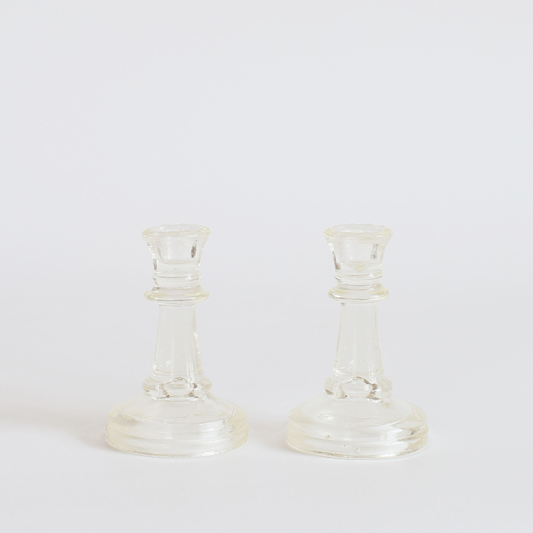 Pair of glass candle holders