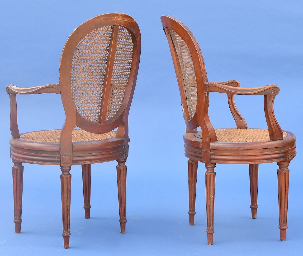 Pair of Louis XVI-style canne chairs