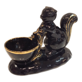 Black and gold ceramic squirrel pot cache from the 50s