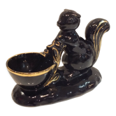 Black and gold ceramic squirrel pot cache from the 50s