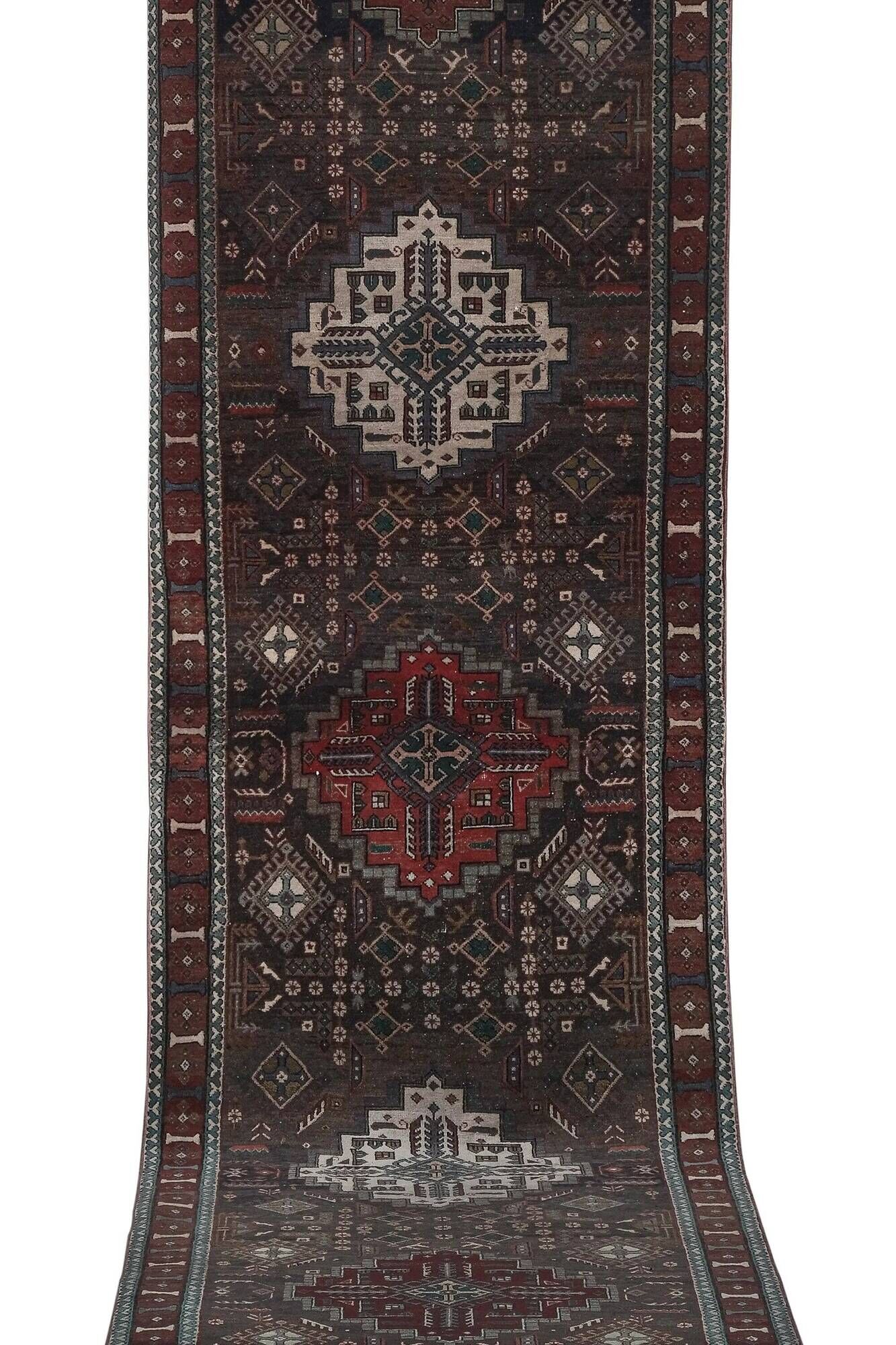 Vintage Turkish hallway rug 112x450 cm