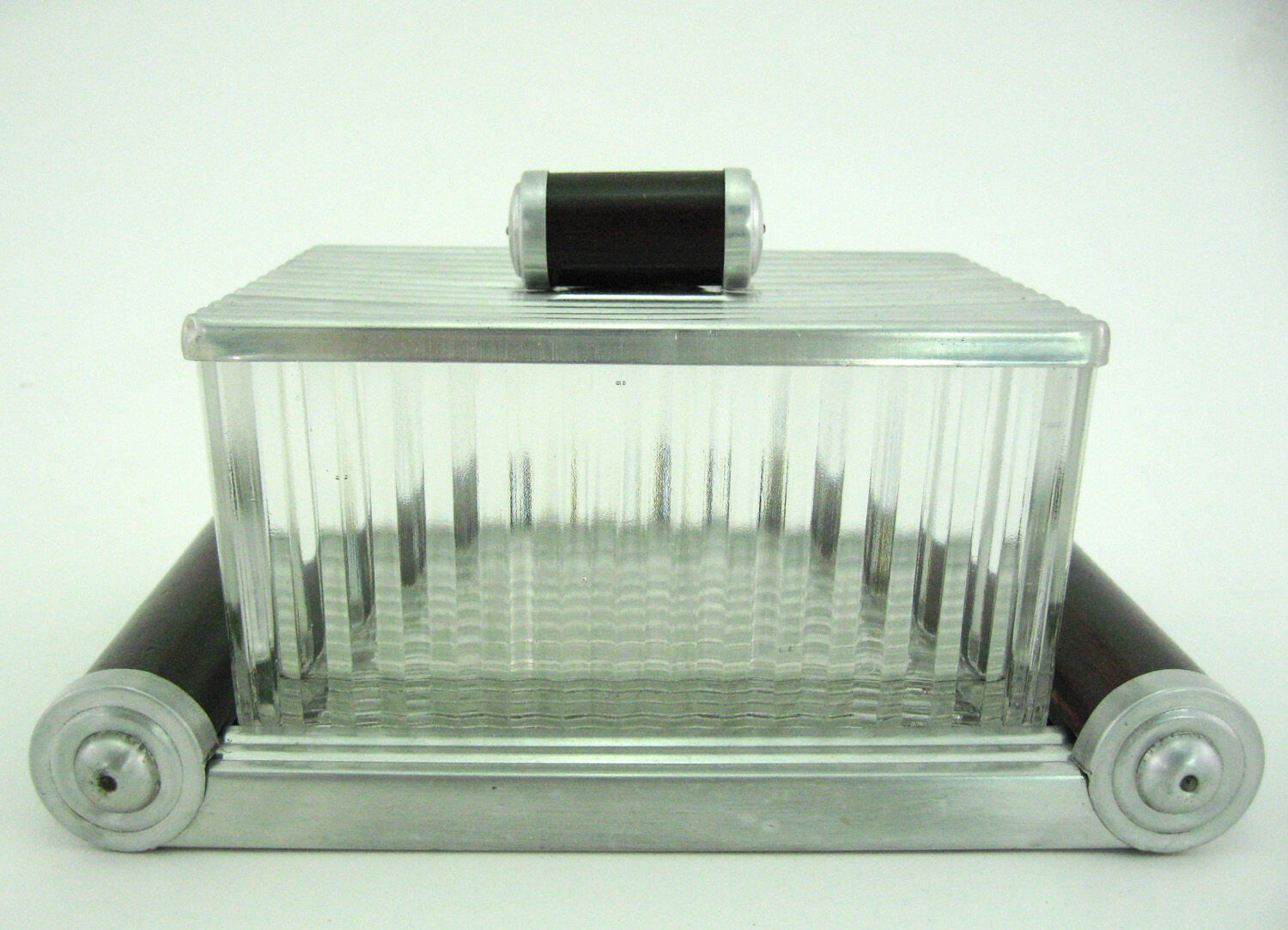 Glass cookie box and mirror tray - Art Deco style - vintage 30s