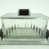 Glass cookie box and mirror tray - Art Deco style - vintage 30s