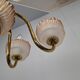 1960s Czech Mid-Century Brass and Železný Brod Frosted Glass Six-Arm Chandelier