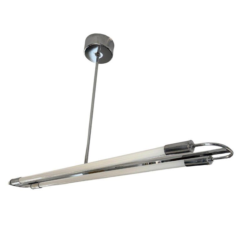 Streamline modern ceiling lamp in chrome with neon tubes, Germany, 1935