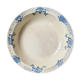 Plat rond et creux Badonviller en faïence émaillée blanche et bleue, service "Verdun"