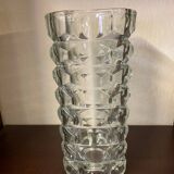 Vintage luminarc glass pave vase from the 70s with tall flowers