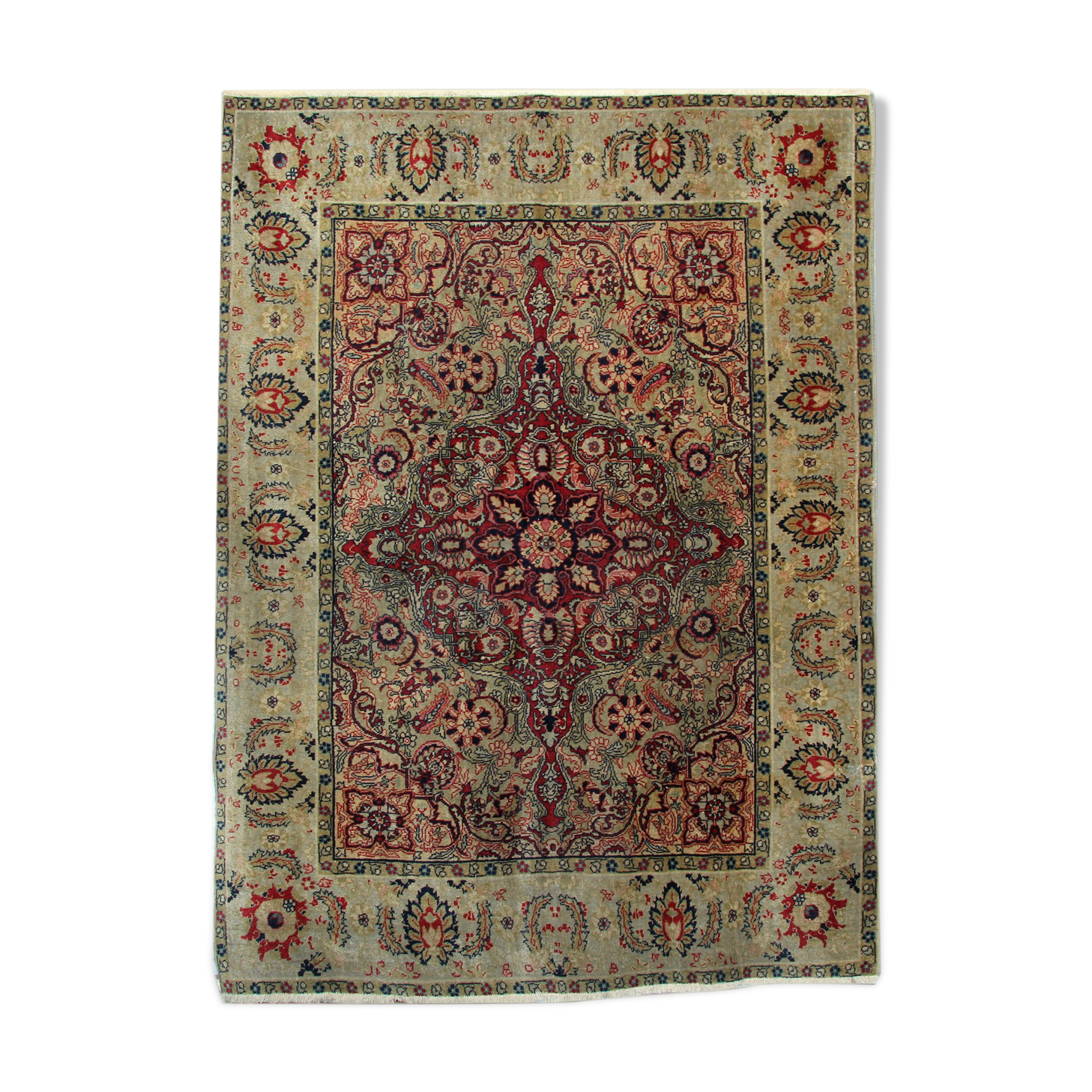 Handwoven antique persian carpet traditional wool area rug- 174x132cm