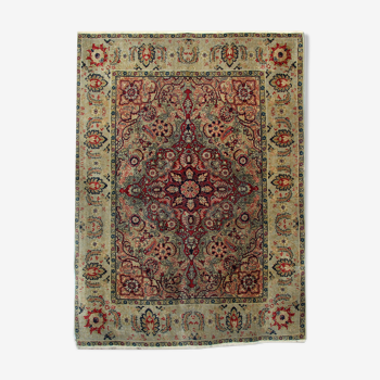 Handwoven antique persian carpet traditional wool area rug- 174x132cm
