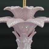 Palm tree lamp in pearly pink ceramic, Italy, circa 1960