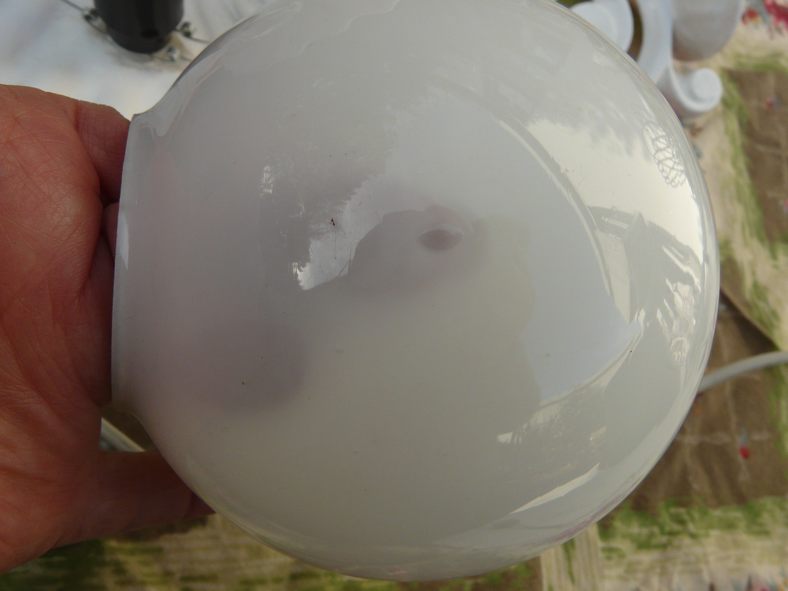 Ceramic and opaline shell lamp France 1970