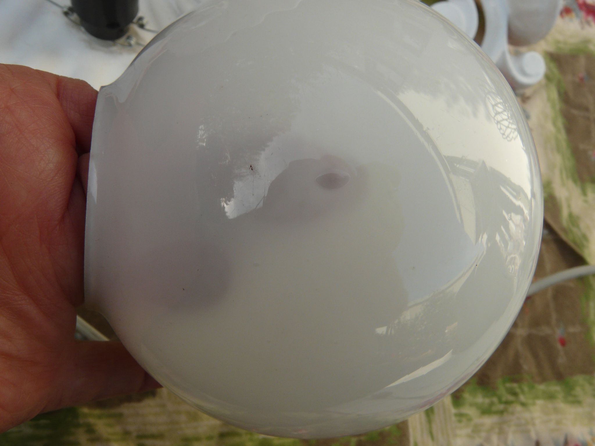 Ceramic and opaline shell lamp France 1970