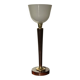 Art Deco lamp made of wood, brass, and opaline.