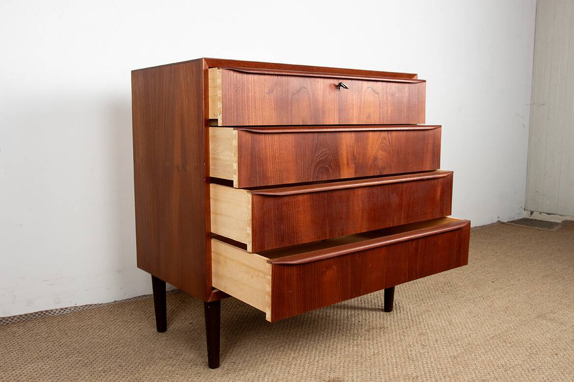 Commode 4 tiroirs en teck, Danemark 1960