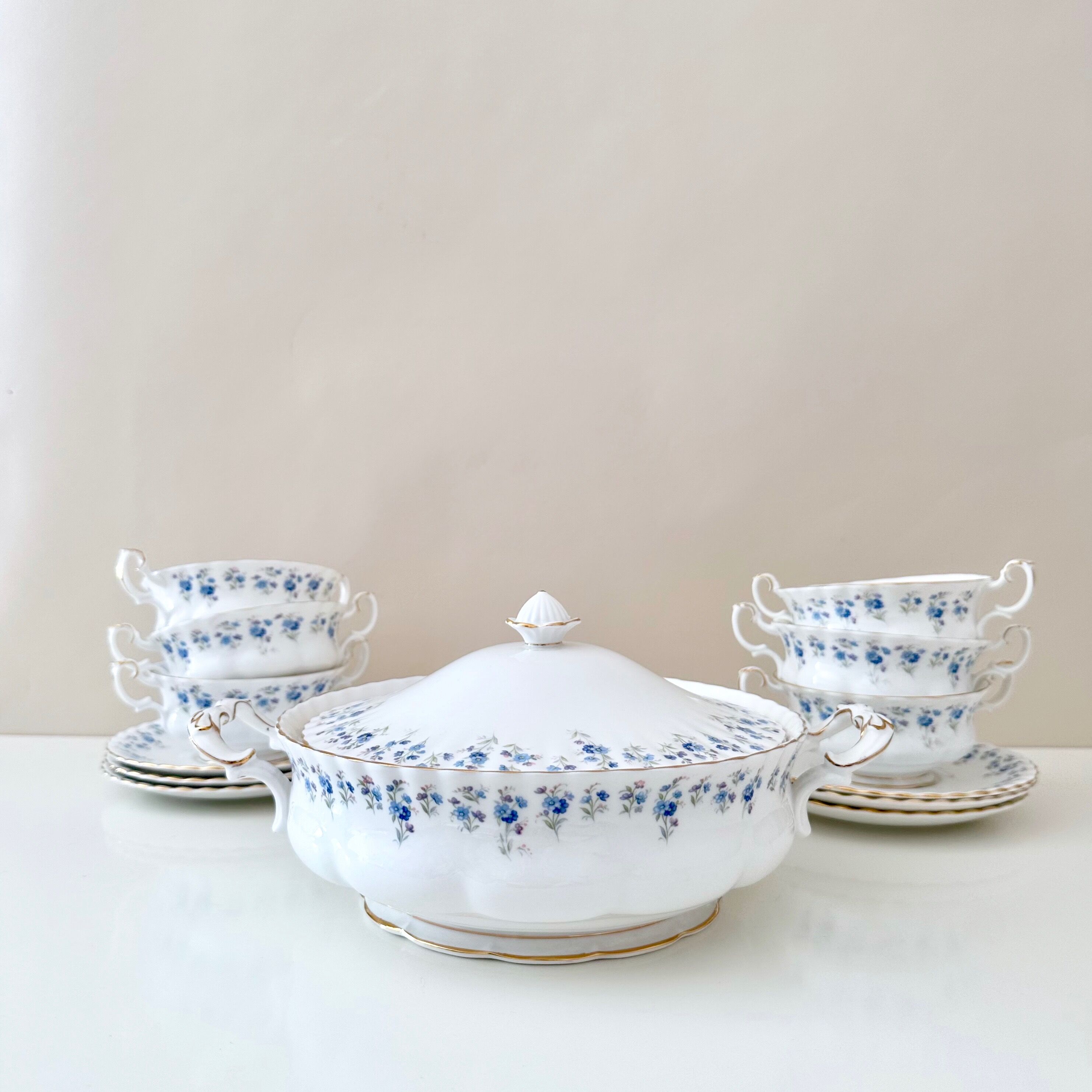 Royal Albert Memory Lane Soup Cups with Tureen for 6 Persons