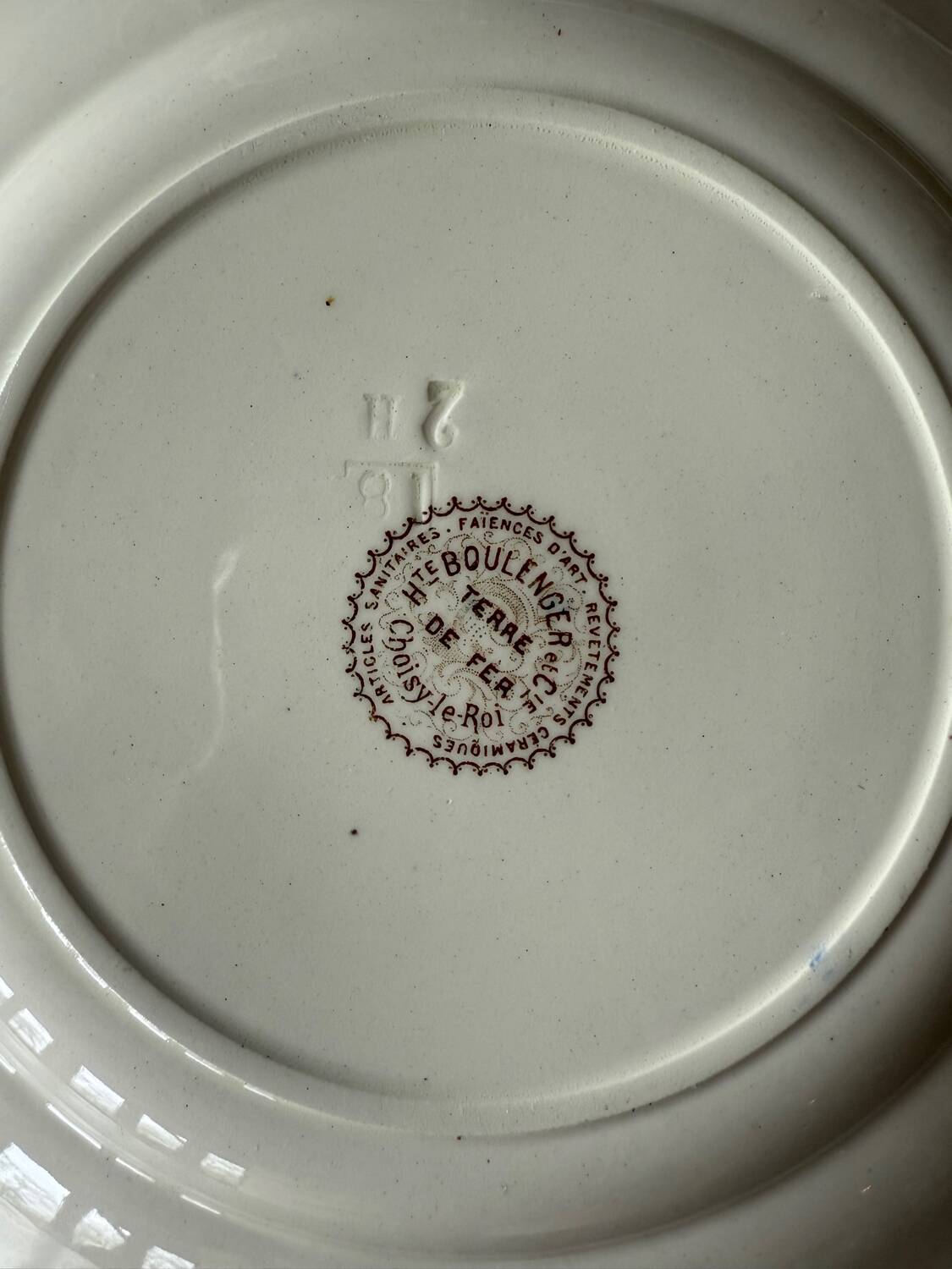 Antique plate Terre De Fer Boulenger - Choisy Le Roi