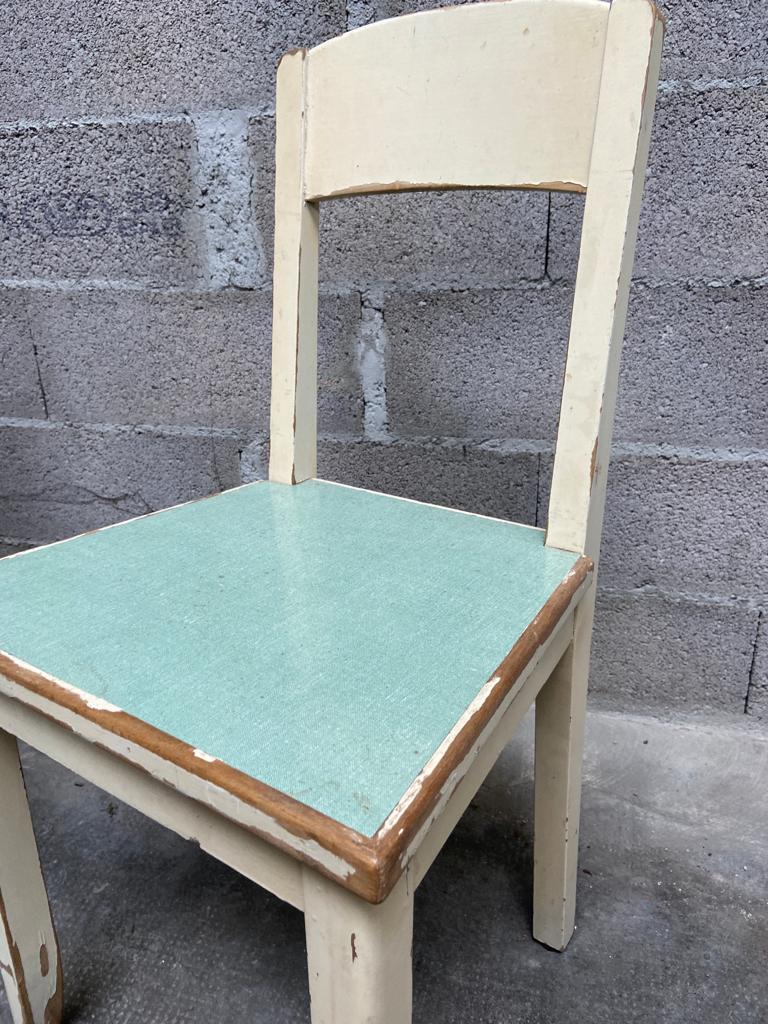 Paire de chaises en bois & formica vintage 1950