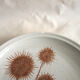 Set of 8 flat plates Sarreguemines sandstone décor Thistle