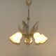 French Vintage 3 Light Lavender Lily Chandelier with Glass Shades 5480