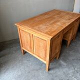 Bureau ancien en chêne massif brut, aérogommé et ciré